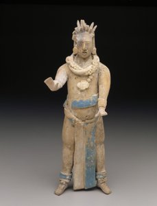 Statyett: Stående man, sen klassisk period, 650-900 AD (keramik och färg)