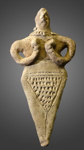 Figur av en naken kvinna, Mesopotamien, c.2000-1800 f.Kr. (lera)