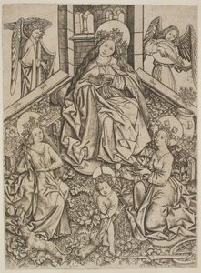Maria med Jesusbarnet, Saint Margaret och Saint Catherine av Mester ES