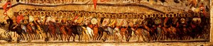 Blessed Be the Host of the King of Heaven Detalj: lägre krigare utförd av Alexander Nevsky och Saint George, 1550-talet av Metropolitan of Moscow Athanasius