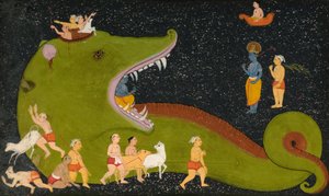 Krishnas seger över Aghasura av Mewar School