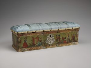 Damlåda, sent 1700-tal (trä, färg, silver, siden och glas) av Mexican School
