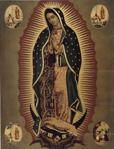 Representation av jungfrun av Guadalupe, skyddshelgon för Mexiko Tryck av 1900-talet. Dämpa. 51x39 cm Musee de la Vallee, Barcelonnette (Alpes de Haute provence)