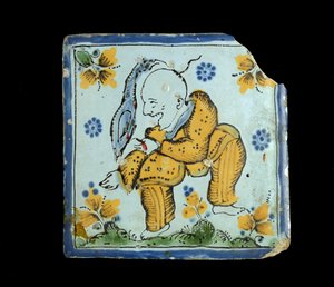 Kakel med en grotesk kines, ca. 1800 av Mexican School