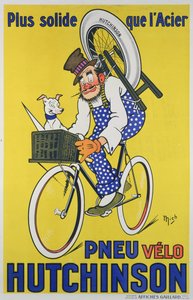 Affischreklam för Hutchinson cykeldäck (färg litho)