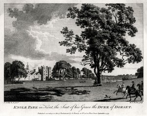 Knole Park i Kent, säte för Hans nåd, hertigen av Dorset, 1775 av Michael Angelo Rooker