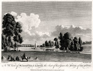 Nordvästlig utsikt över Wakefield Lodge, sätet för hans nåd, hertigen av Grafton, 1776 av Michael Angelo Rooker