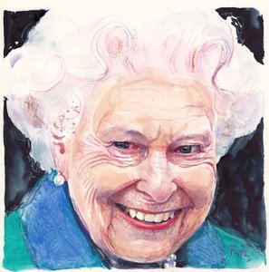 Elizabeth II Queen of England (akvarell) av Michael Frith