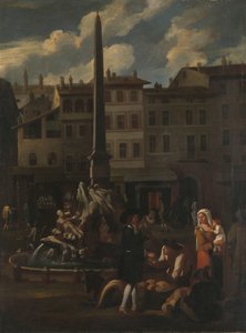 Marknadsscen i Rom, Piazza Navona av Michael Sweerts (manner of)