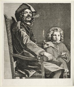 Man som röker en pipa och en liten pojke, ca. 1660. av Michael Sweerts