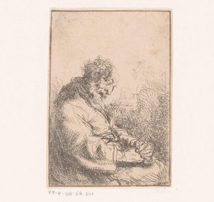 Sova gubbe i en stol av Michael Willmann (attributed to)