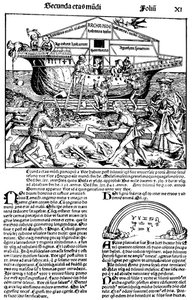 Sida från boken Nürnbergkrönikan, av Hartmann Schedel, 1493.