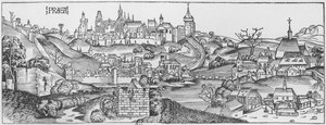 Utsikt över Prag, illustration från 