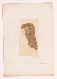 Tjejhuvud med långt hår och profil av Michal Portnoff (signed by artist)
