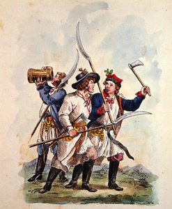 Dräkter av den polska armén efter 1700 (färg litho) av Michal Stachowicz