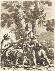 Bacchanal med sittande Bacchante av Michel Dorigny