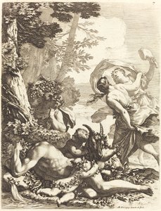 Bacchanal med sovande Bacchus av Michel Dorigny