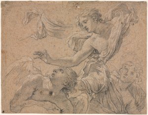 Studier av änglar recto, Panthea före Cyrus verso, 1655-1660.