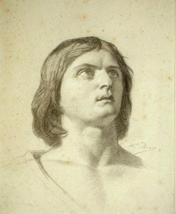 Head of a Youth (svartvit krita på papper) av Michel Dumas