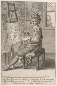 Målare vid ett staffli, 1620-67.