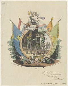 Medaljong med frivilliga jägare vid Leidens universitet, 1830