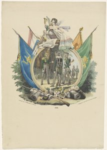 Medaljong med frivilliga jägare vid Leidens universitet, 1830
