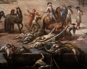 Utsikt över rådhuset (i Marseille) under pesten 1720