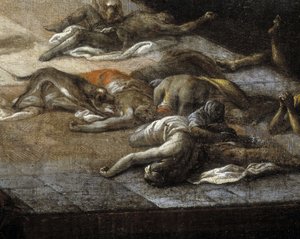 Utsikt över rådhuset (i Marseille) under pesten 1720