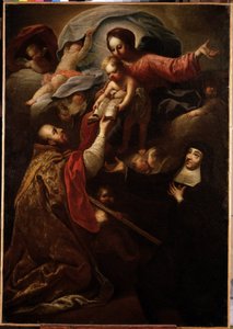 Jungfru och barn, Saint Francois de Salles och Saint Jeanne av Chantal (målning) av Michel Serre