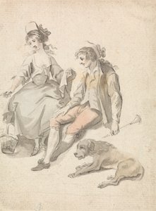 Herde, herdinna och hund av Michel Vincent Brandoin