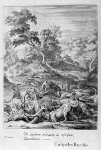 Actaeon förvandlades till en hjort och slukade av sina hundar, 1655