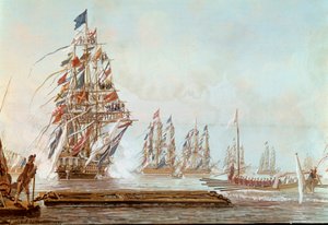 Bålverksflygeln, fest som gavs i Toulon till Comte de Provence i juli 1777 i hamnen i Toulon Gouache av Michel Joseph dit Michel de Toulon (aktiv mellan 1777 och 1792) 1777. Versailles, slottsmuseum av Michel de Toulon