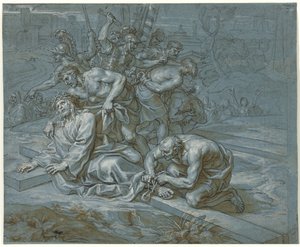 Christ Disrobed on the Cross, c.1680 (kalamu na wino juu ya chaki na penseli kwenye karatasi)
