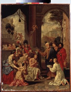 ""Le bapteme du centurion Corneille"" (Dop av Cornelius centurionen) Corneille, romersk centurion, döps av Peter. Målning av Michel Corneille (1642-1708). 1600-talet Mått 88x70 cm Eremitagemuseet, Sankt Petersburg