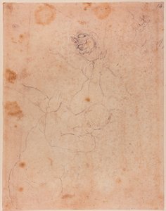 Figurstudier, delvis från Fördrivningen från paradiset i Sixtinska kapellet av Michelangelo (after) Buonarroti