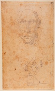 Huvudstudie och skiss av Diomedes med Palladius av Michelangelo (after) Buonarroti