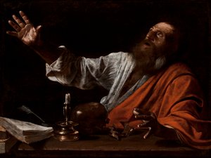 The Vision of Saint Hieronymus, första hälften av 1600-talet (olja på duk) av Michelangelo (follower of) Caravaggio