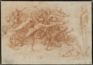 Tillskriven Bernardino Cesari - En kopia efter Michelangelos Bågskyttarna ca 1591c. 1600, RCIN 990442