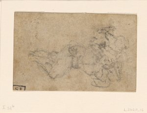 Michelangelo - David och Goliat. Verso linjerade arkitektoniska studier, ca 1550-1556, I, 32b