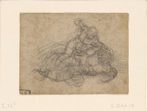 Michelangelo - David och Goliat. Verso linjerade arkitektoniska studier, ca 1550-1556, I, 32c