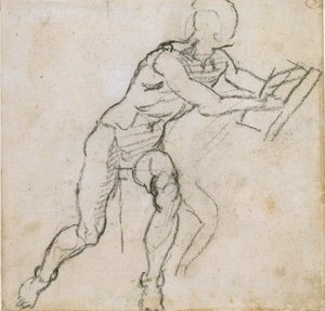 En naken sittande man, c1490-1560 av Michelangelo Buonarroti