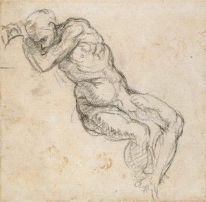 En naken man sover, c1490-1560 av Michelangelo Buonarroti