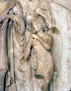 Ängel, Venedig marmor, tidigt 1500-tal. Begravningsceremoni, detalj, Louvren. Skulptur av Michelangelo Buonarroti dit Michel Ange (Michelangelo eller Michelangelo av Michelangelo Buonarroti