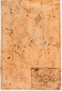 Aquila skisser och studier av arkitektoniska element av Michelangelo Buonarroti