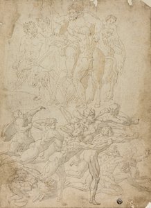Bågskyttar som skjuter mot en Herm, Bacchus triumf och andra studier av Michelangelo Buonarroti