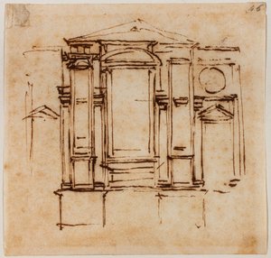 Utformning av vägggravarna för Medici-påvarna i San Lorenzos kor av Michelangelo Buonarroti