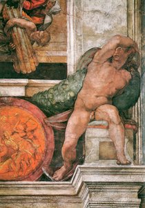 Detalj av taket i Sixtinska kapellet i Vatikanen, 1508-1512. av Michelangelo Buonarroti