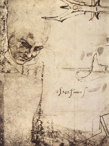 Ansikte, teckning av Michelangelo, Cabinet of Drawings and Prints, Uffizi Gallery, Florens av Michelangelo Buonarroti