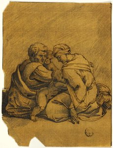 Familjegrupp: Ozias, kung av Juda, vårdas av sin mor av Michelangelo Buonarroti