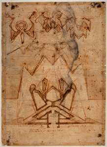 Befästningsverk för Porta al Prato, figurskiss av Michelangelo Buonarroti